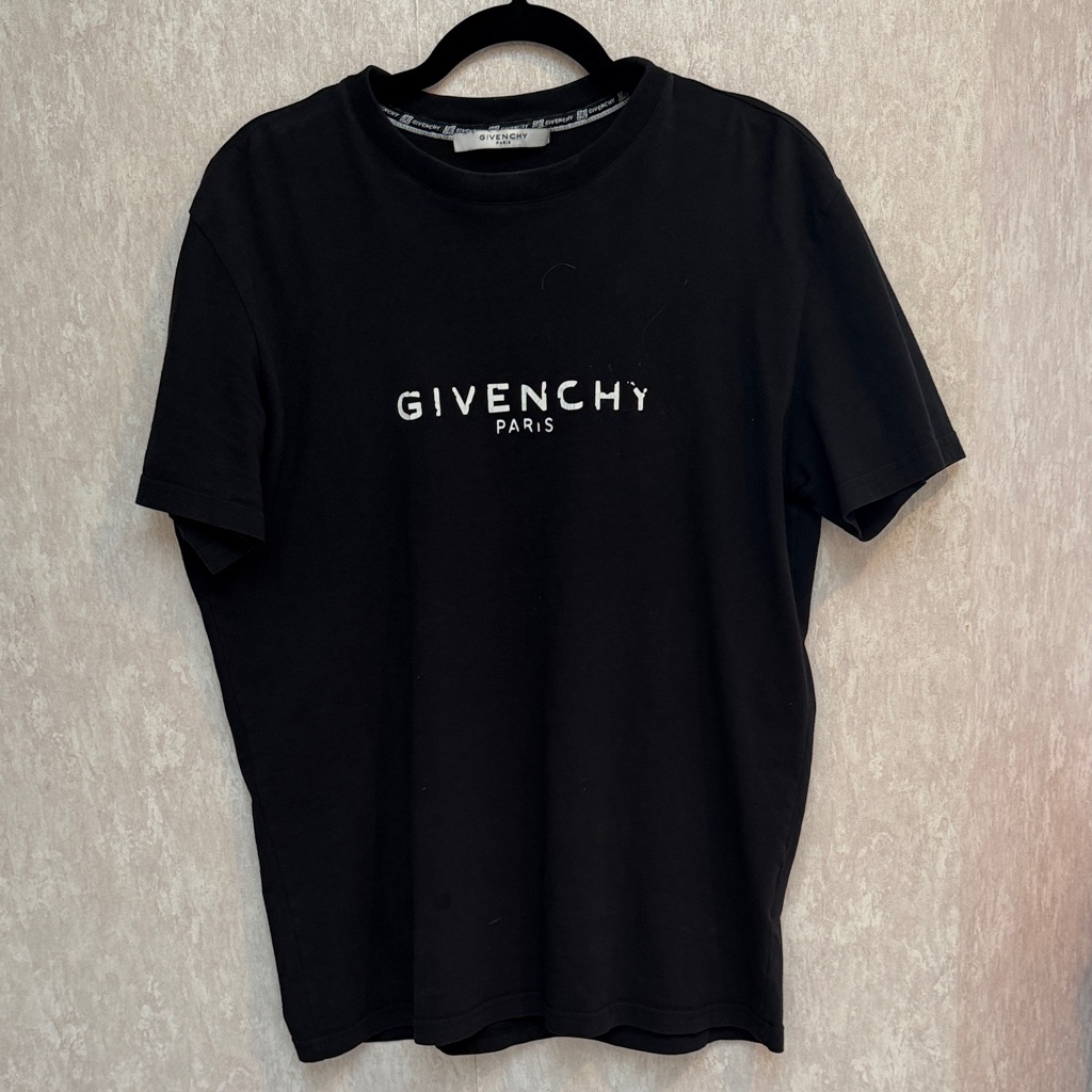 Givenchy Black Tee With White Logo